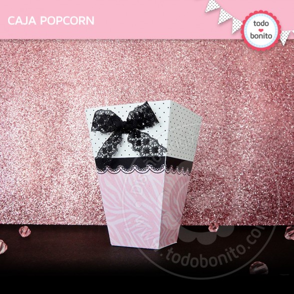 Caja popcorn Animal Print Cebra Rosa