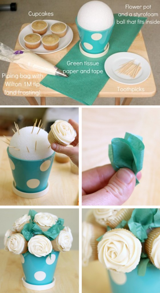 Materiales para hacer bouquets de cupcakes