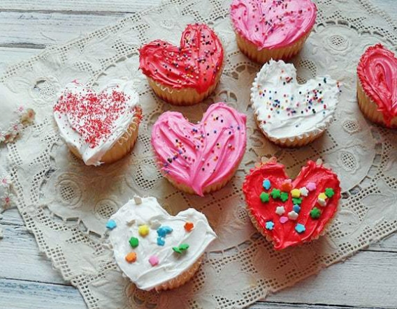 Cupcakes con forma de corazón