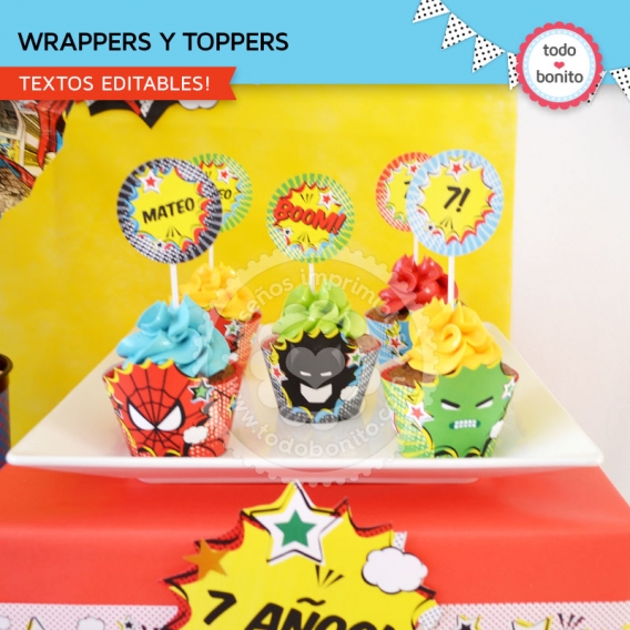 Wrappers y toppers superhéroes