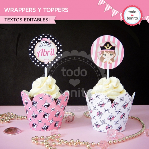 Wrappers y Toppers Princesa Pirata