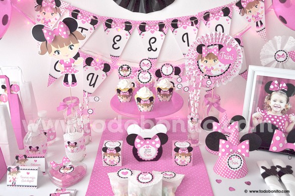 Kit imprimible Minnie Mouse rosa por Todo Bonito