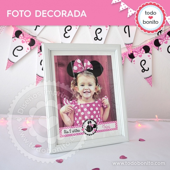 Foto decorada imprimible modelo Orejas Minnie rosa por Todo Bonito