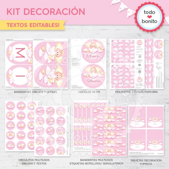 Kit decoración angelito rosa