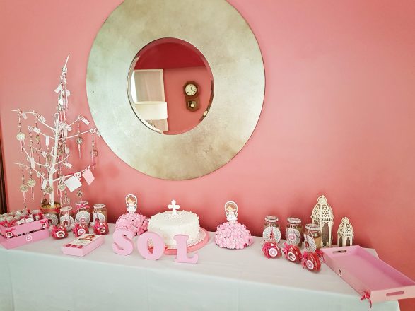 comunion nina rosa kit decoracion