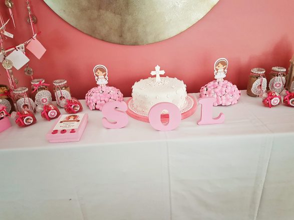 comunion nina rosa kit decoracion