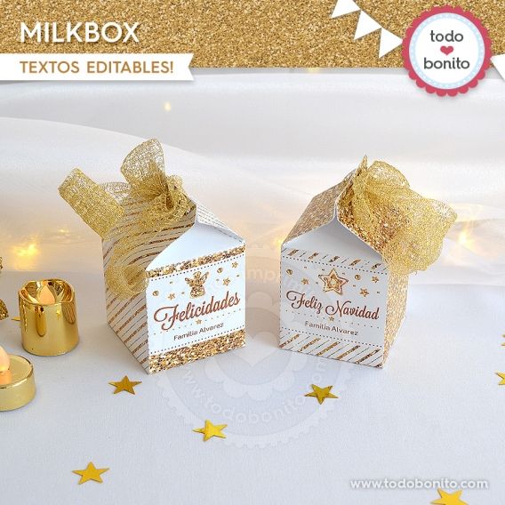 Milkbox Navidad en dorado y blanco