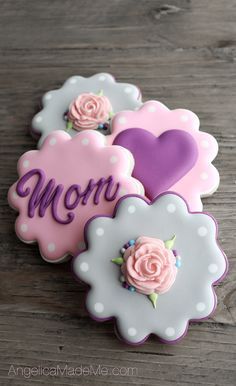 Hermosos diseños de galletas para mamá 