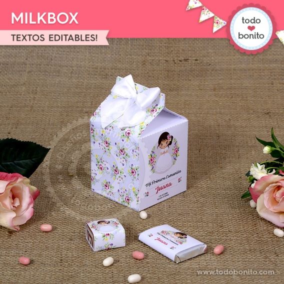 Caja Milbox de Primera Comunión para niñas estilo rústico 