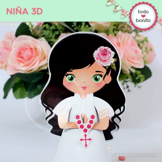 Niña 3D para imprimir Primera Comunión de niñas