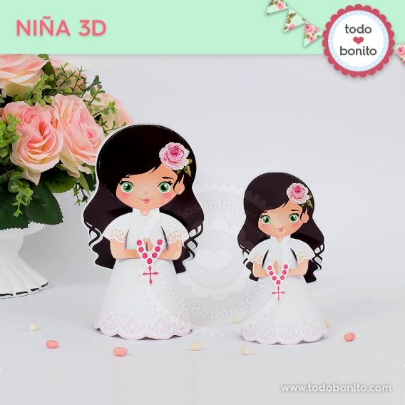 Niña 3D para imprimir Primera Comunión de niñas