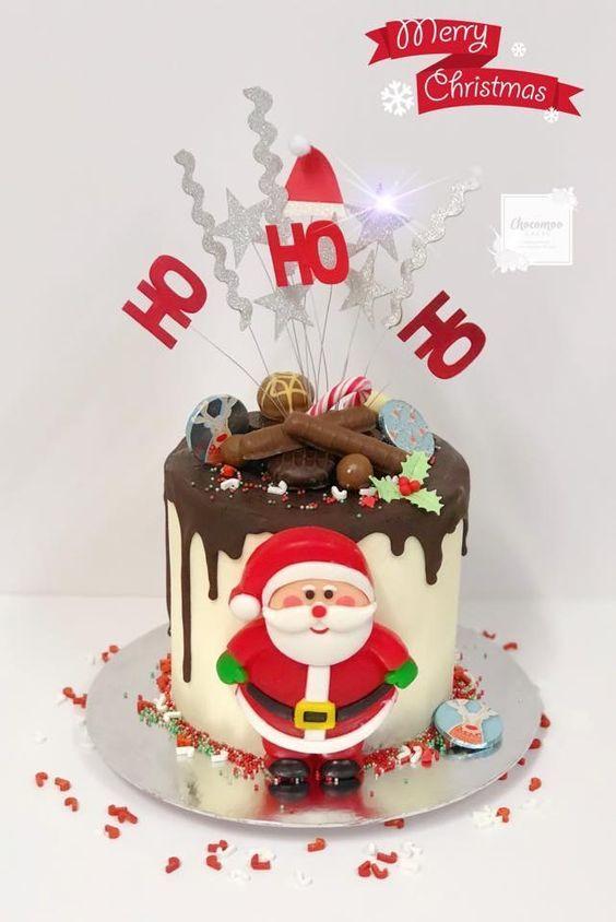 Torta navideña drip cake Santa