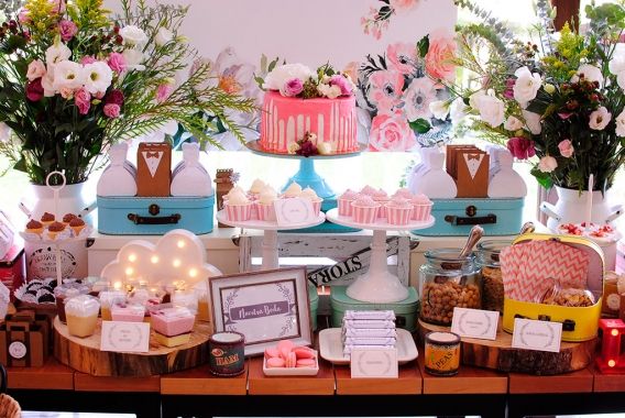 Mesa dulce de boda con el Kit Rústico Imprimible Todo Bonito