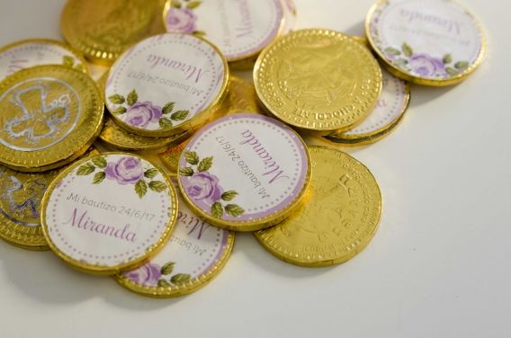 Monedas de chocolate personalizadas