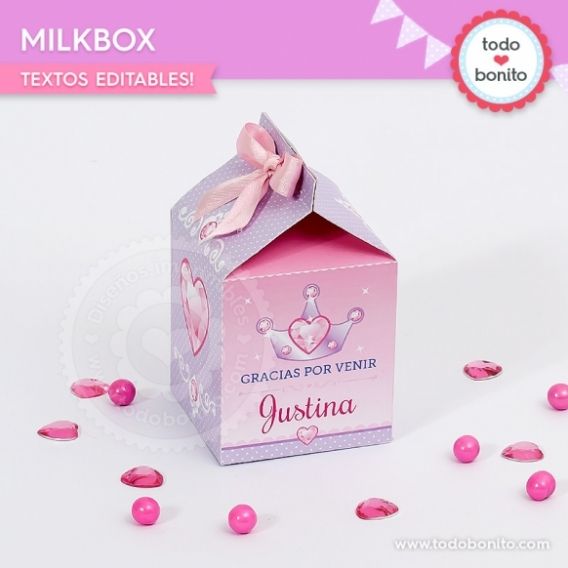 Imprimible Milk Box Princesas