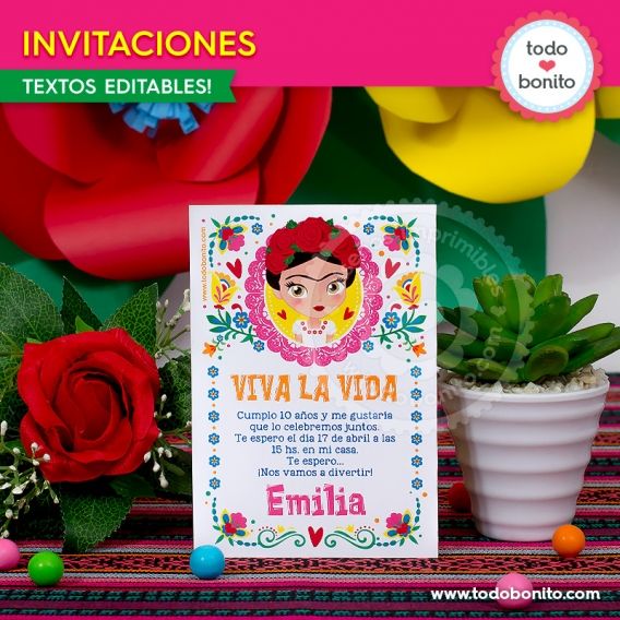 Invitaciones para imprimir de Frida Kahlo