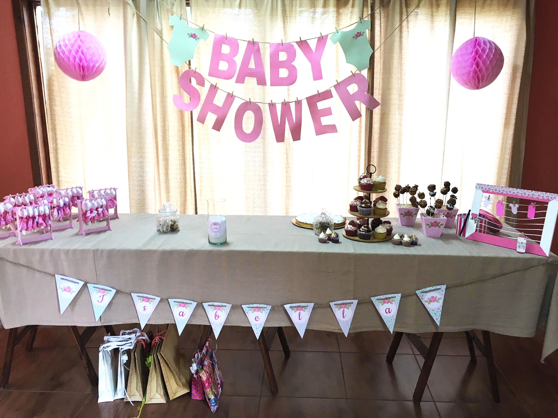 Mesa decorada Baby Shower Imprimible Shabby Chic Todo Bonito