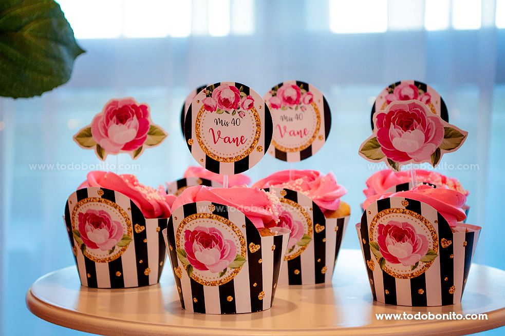 Ideas cupcakes para cumpleaños 40