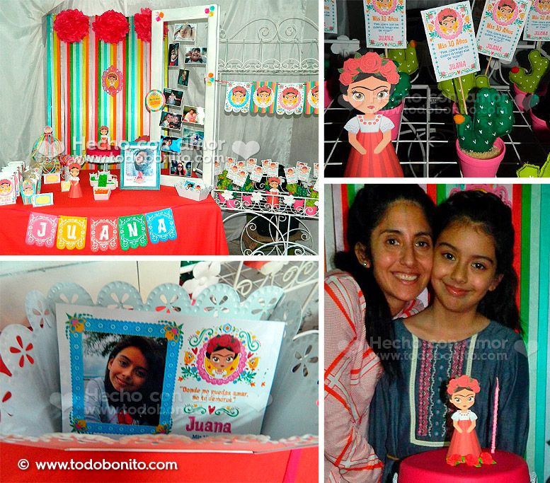 Decoración de cumple con tema Frida Kahlo