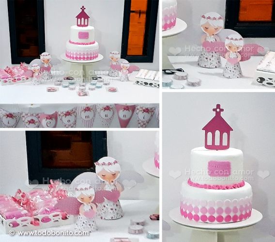 Mesa Primera Comunión Kit Imprimible Shabby Chic Rosa Todo Bonito