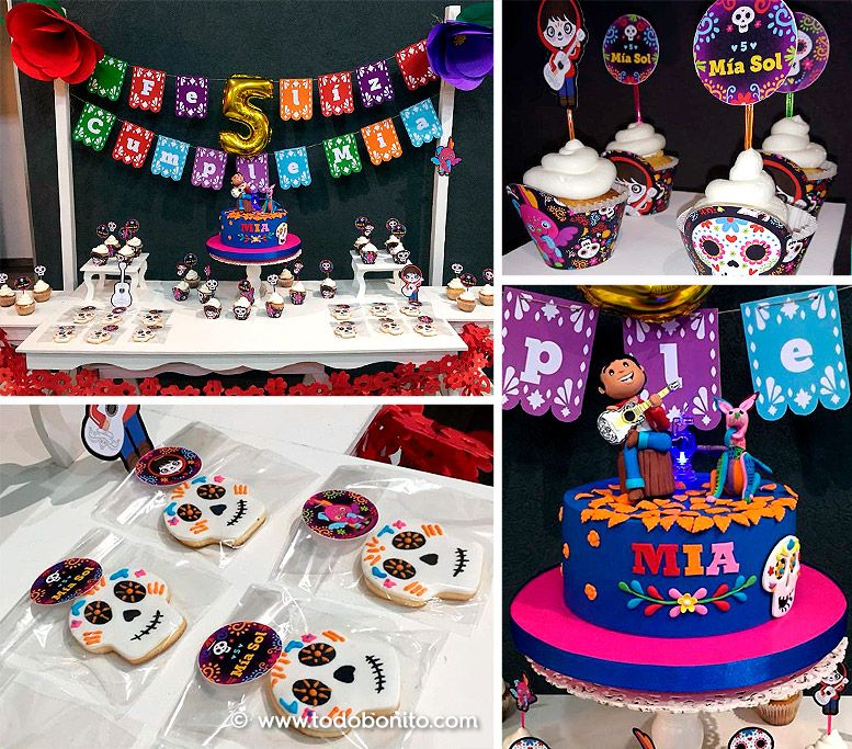 Decoraciones imprimibles de la mesa dulce con la temática Coco de Todo Bonito
