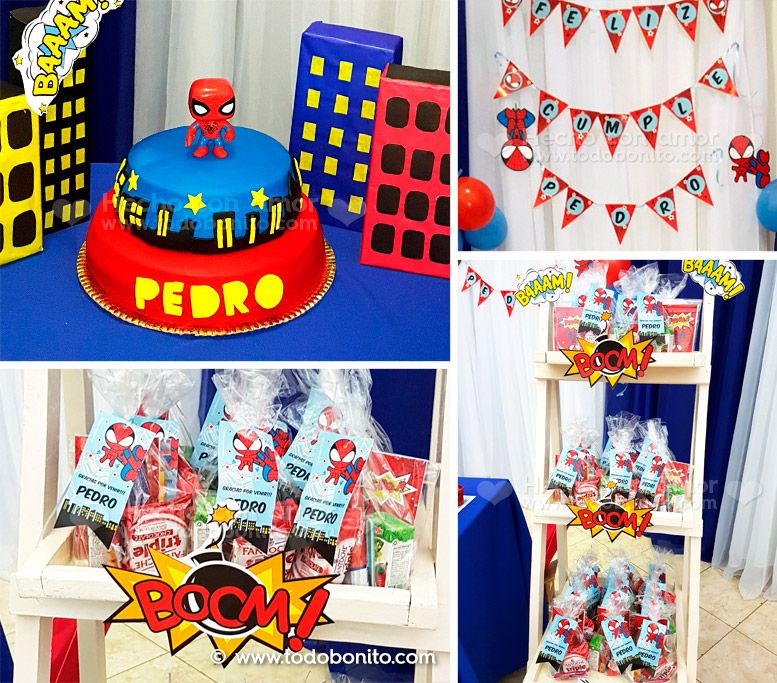 Diseño y decoraciones imprimibles del Hombre Araña version Todo Bonito
