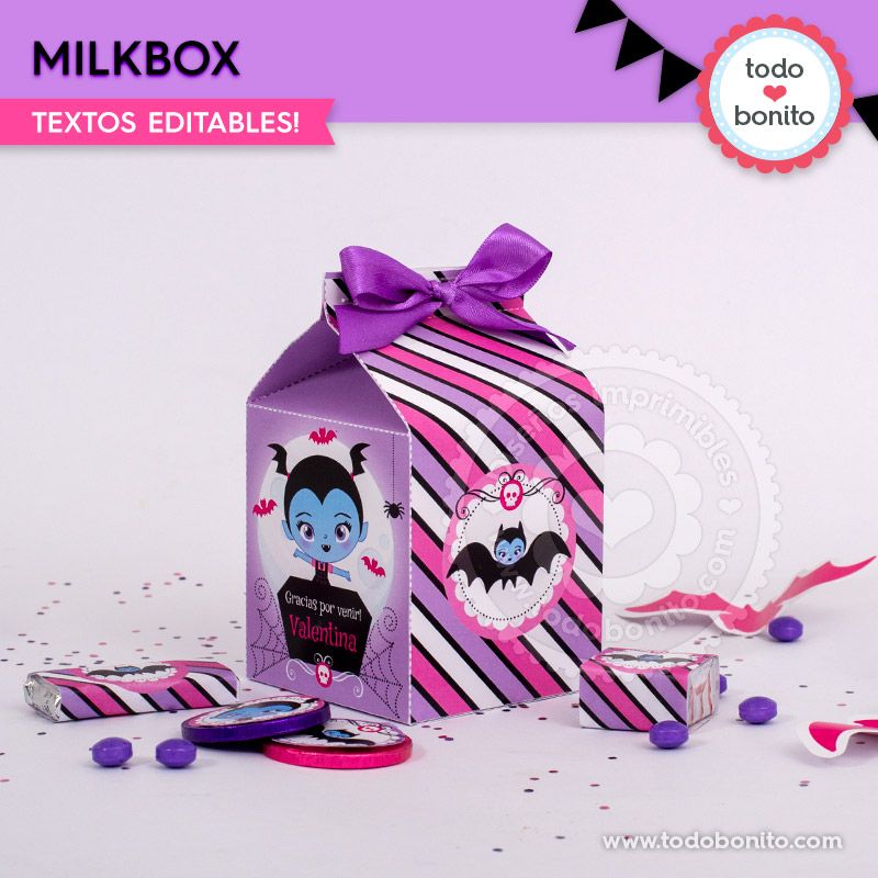 Milkbox imprimibles con la temática de Vampirina 