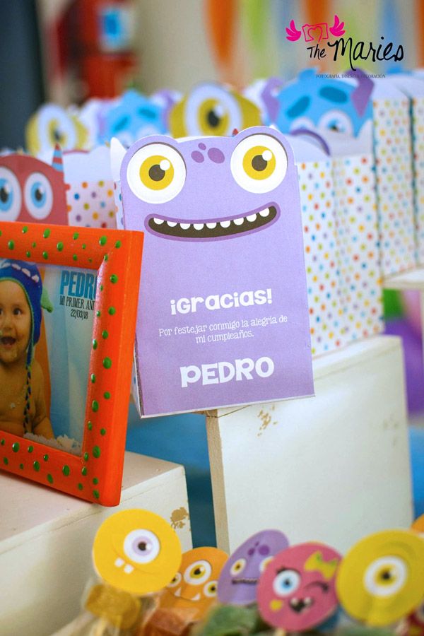 Bolsita gracias por venir del diseño imprimible monstruitos de Todo Bonito