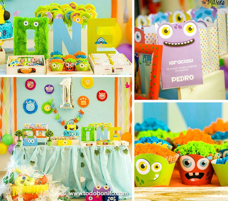 Decoraciones imprimibles para cumpleaños con temática de monstruos