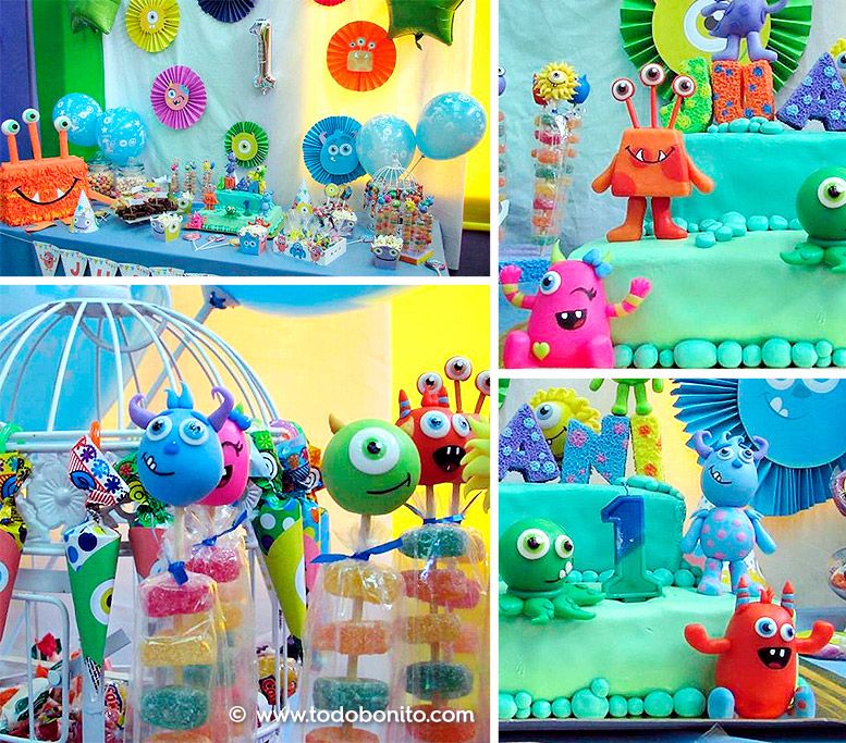 Hermosas decoraciones imprimibles de monstruitos para cumpleaños