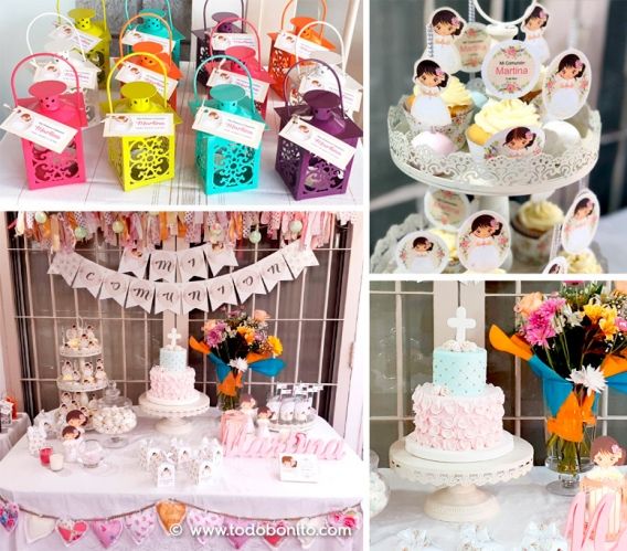Decoraciones con kit imprimible Juana para Comunion by Todo Bonito Kit Imprimible Primera Comunión para el festejo de Martina