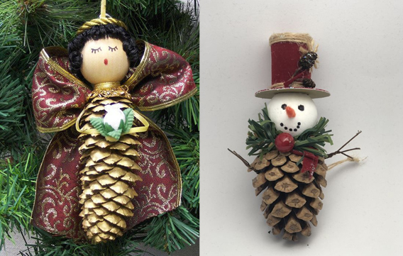 Decoración navideña con piñas de pino