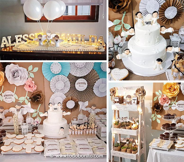 Decoraciones de Bautismo y Comunión con estilo rustico de Todo Bonito