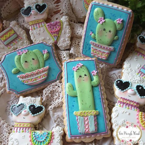 Galletas de cactus y llamas 