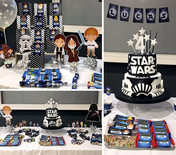 Cumpleaños decorado con imprimibles de Star Wars