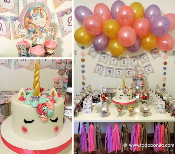 Cumpleaños decorado con diseños de Unicornio de Todo Bonito