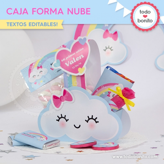 Cajita con forma de nube para imprimir por Todo Bonito