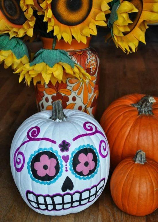  Calabaza decorada de calavera