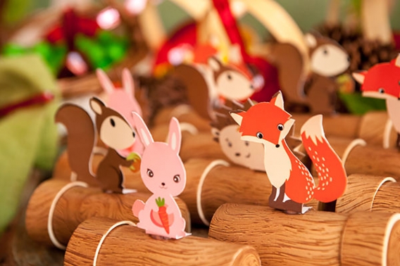 Decoración de fiesta con animalitos del bosque 