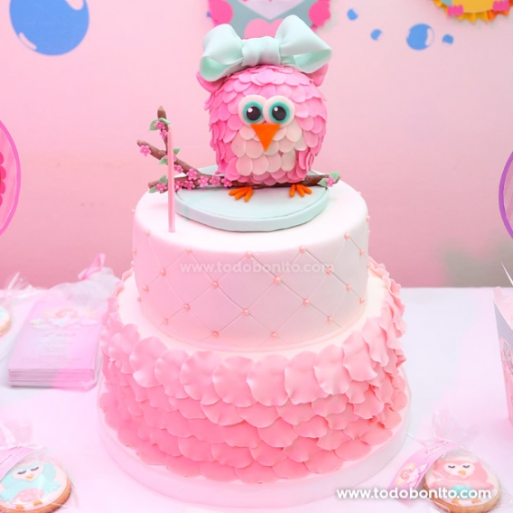 Torta con Buhita en rosa