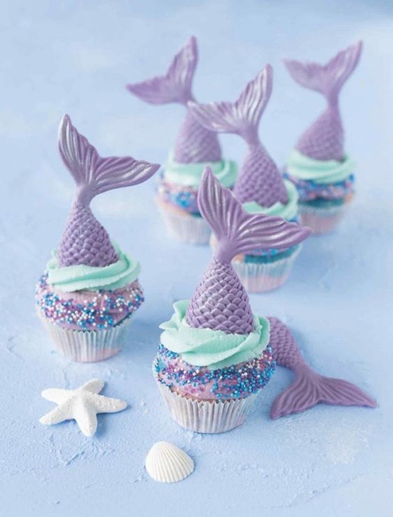Cupcakes decorados para cumpleaños de sirena 
