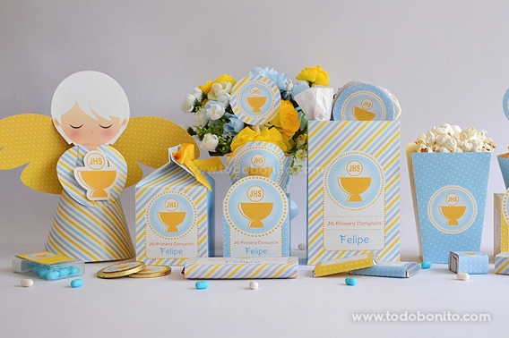 Kits imprimibles Cáliz amarillo para Comunión