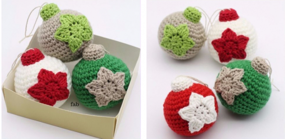 Esferas de Navidad decoradas con crochet