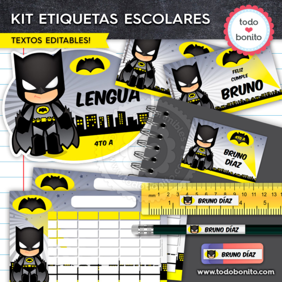 Kits imprimibles escolares de Batman