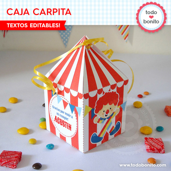 Caja sorpresita imprimible Kit Circo Todo Bonito