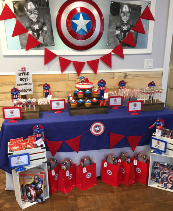 Fiesta decorada con temática del Capitán América