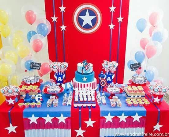 Decoración para fiesta de Capitán América
