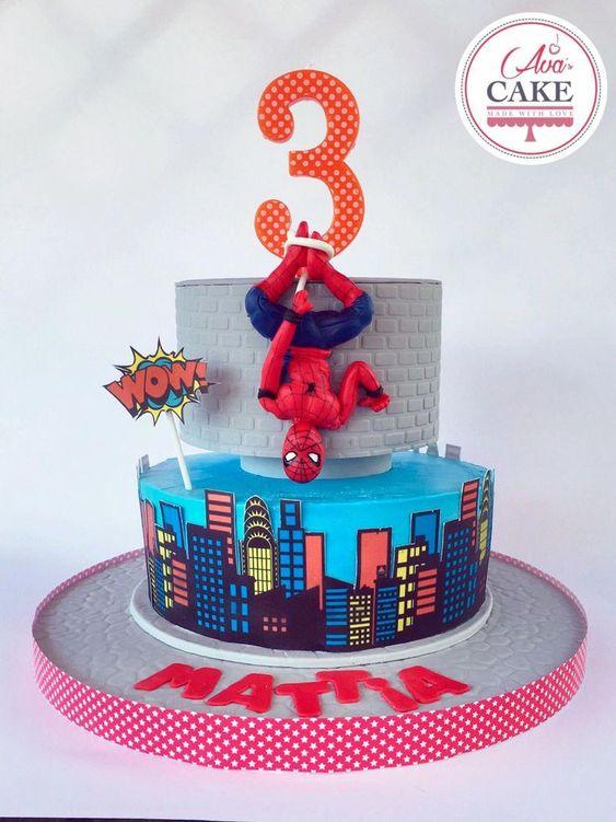 Torta de cumpleaños del hombre araña 