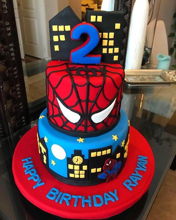 Torta de cumpleaños del hombre araña 