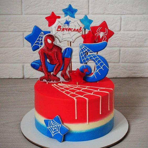 Torta de cumpleaños del hombre araña